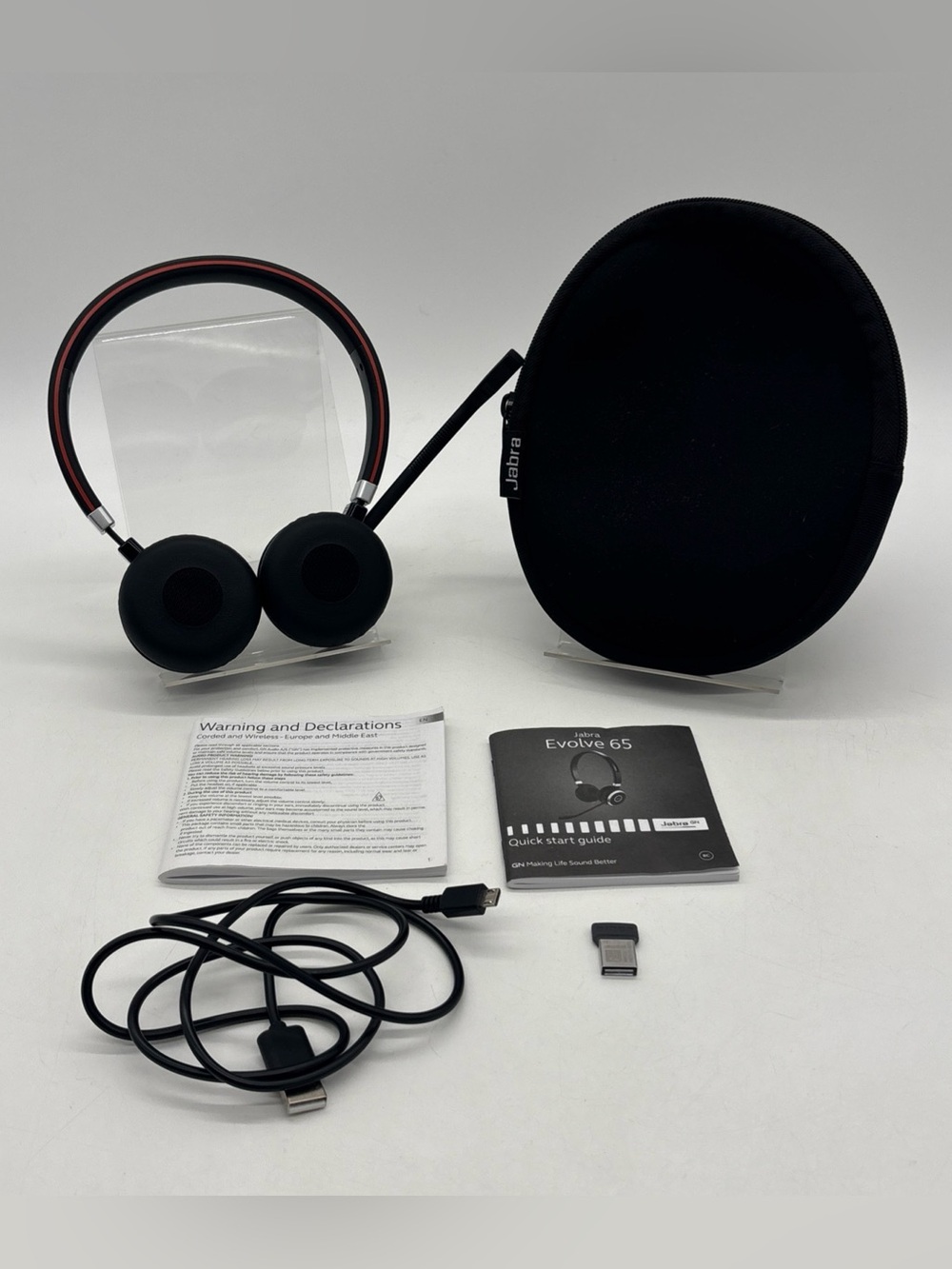 Jabra Evolve 65 Bluetooth Wireless Headset with Dongle, Paperwork & Carry Case